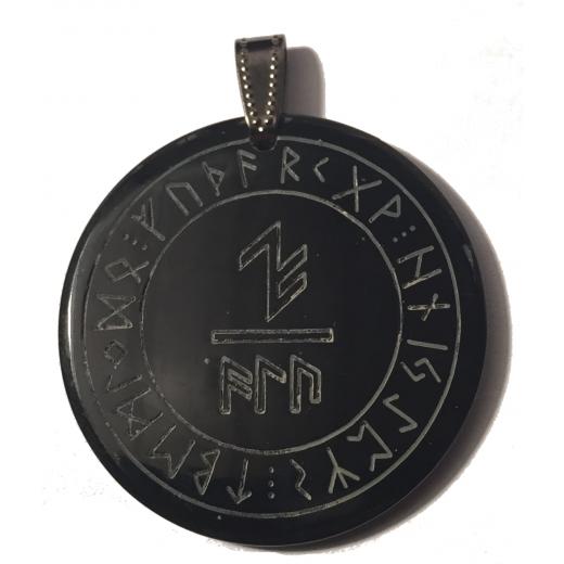 Protection formula ALU in runic circle (Pendant from Horn)
