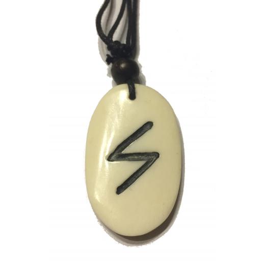 Sowilo Rune - Pendant of Bone (White)