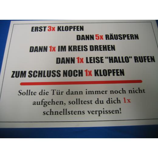 3x klopfen (Türschild)