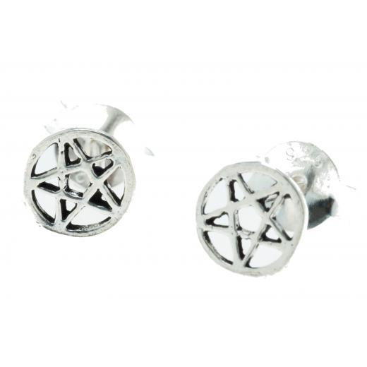 Pentari - pentagram in a circle (studs in silver)