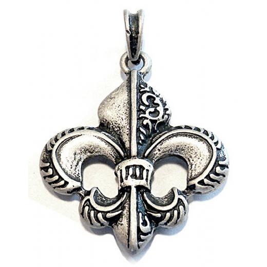 Fleur de Lys L (Pendant in antiqued silver)