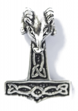 Thor Hammer with rams head (Pendant in silver)