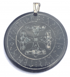 Mjöllnir im Runenkreis (Kettenanhänger aus Horn)