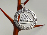 Valknut im Runenkreis (Kettenanhänger in Silber)