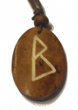 Berkana Rune - Kettenanhänger aus Knochen (braun)