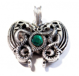Drachenherz dunkelgrün (Kettenanhänger in Silber)