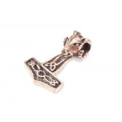 Thor Hammer with rams head (Pendant in Bronze)