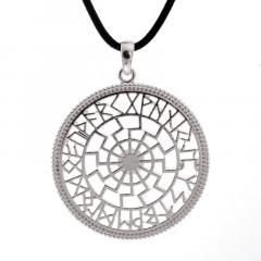 Black sun in rune circle (Pendant in silver)