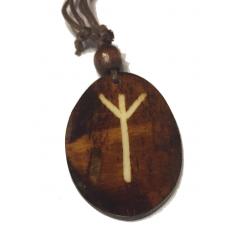 Algiz Rune - Pendant of Bone (Brown)