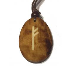 Fehu Rune - Pendant of Bone (Brown)